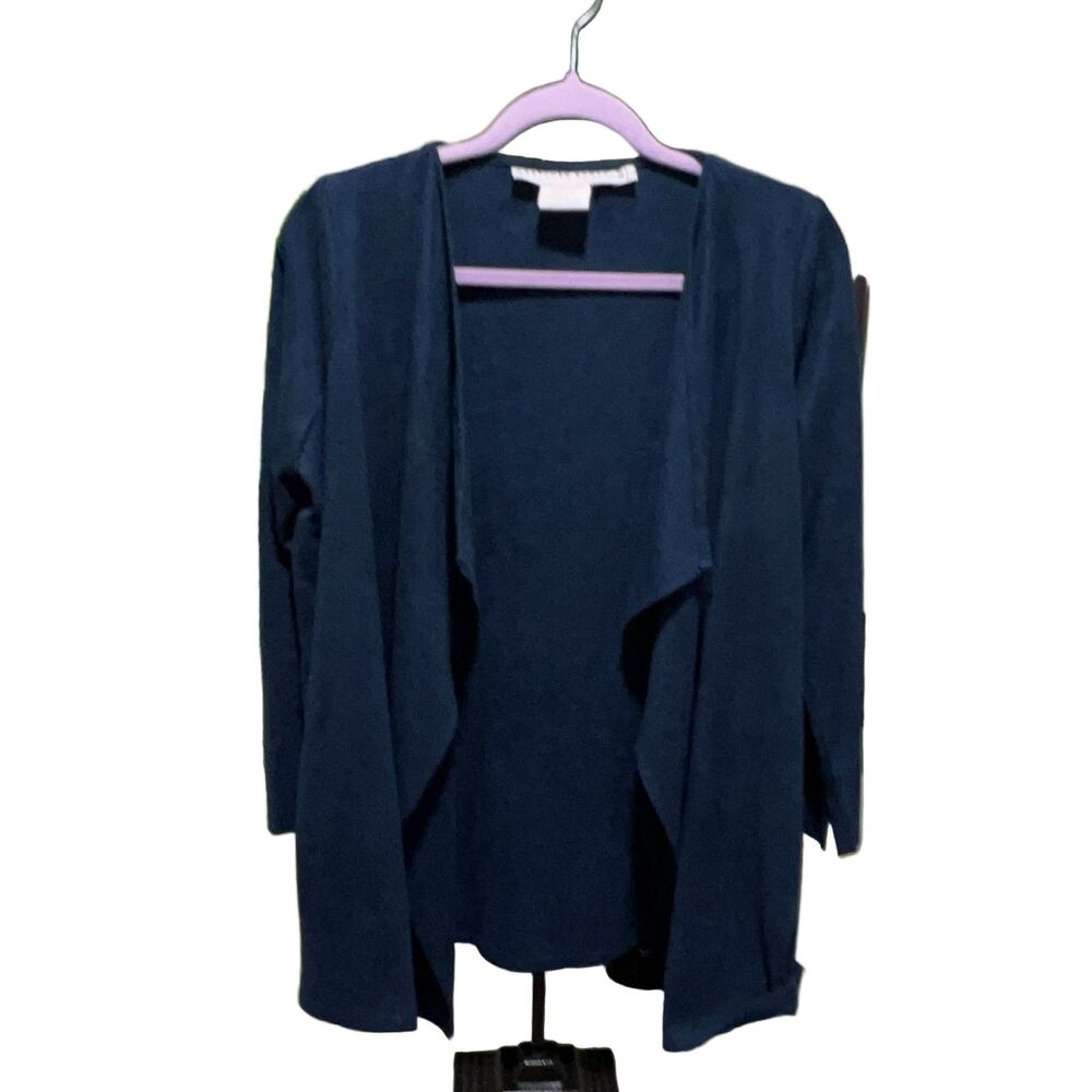 Gretchen Scott Open Front Cardigan Women's XS Teal Pockets Stretch